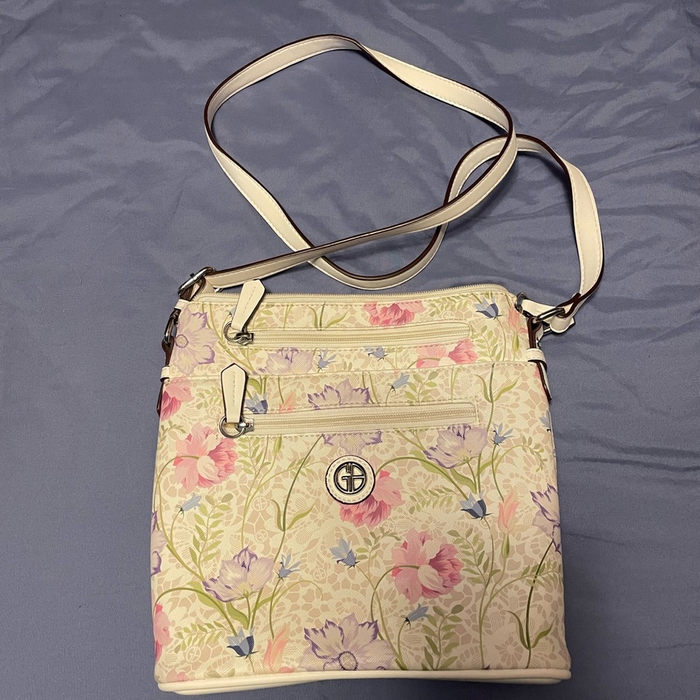 Giani Bernini Cream Floral Crossbody Bag